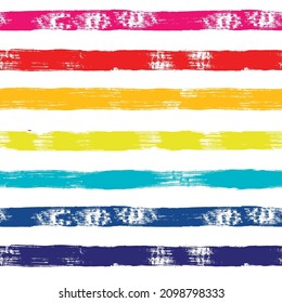 Rainbow striped summer pattern. Bright summer seamless vector background. Paint lines, colorful brush strokes. Colorful stripes