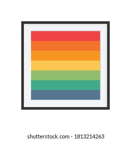 Rayas arco iris en fondo de imagen vectorial de marco fotográfico