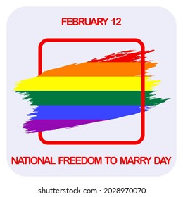 Rainbow stripes go through the frame - vector. National Freedom Day for Marriage. Support for same-sex marriage. LGBT concept.