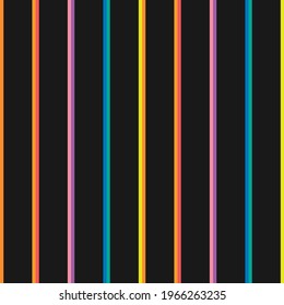 Rayas arcoiris en color negro sin fisuras. Diseño de patrones de tela bikini de moda. Fondo de repetición geométrica retro. 