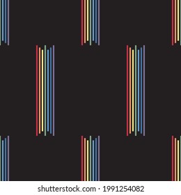 Rainbow stripes on a dark background, Abstract vector wallpaper, Seamless pattern background.