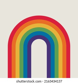 Rainbow stripes for pride month. Simple geometric pride rainbow in retro 70s style. Vintage vibe lgbtq pride vector for print on t-shirt, totes, etc.