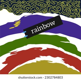 Rainbow stripes for pride month. Simple geometric pride rainbow in retro 70s style.