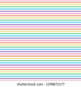 Rainbow Stripes Seamless Pattern - Horizontal stripes design in pastel colors of candy hearts for Valentine's day