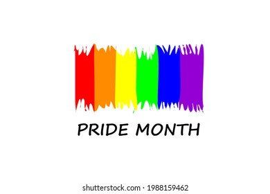 rainbow stripes and text " PRIDE MONTH" the symbol of LGBTQ community equality movement, concept for LGBTQ happy pride month