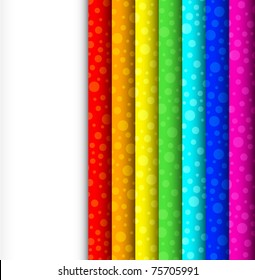 Rainbow strips, phased with circles. Easy to edit and change.