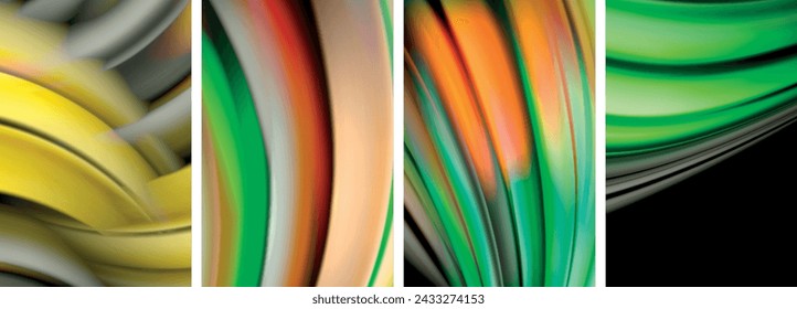 Rainbow style fluid color wave line background poster set. Vector Illustration For Wallpaper, Banner, Background, Card, Book Illustration, landing page