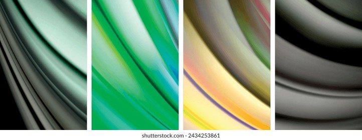 Rainbow style fluid color wave line background poster set. Vector Illustration For Wallpaper, Banner, Background, Card, Book Illustration, landing page