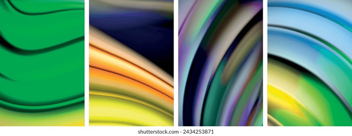 Rainbow style fluid color wave line background poster set. Vector Illustration For Wallpaper, Banner, Background, Card, Book Illustration, landing page