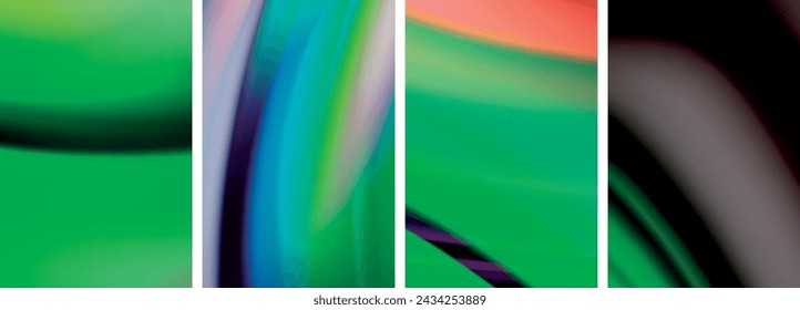 Conjunto de póster de fondo de línea de onda de color fluido estilo arco iris. Ilustración vectorial para fondo de pantalla, banner, fondo, tarjeta, ilustración de libro, página de destino