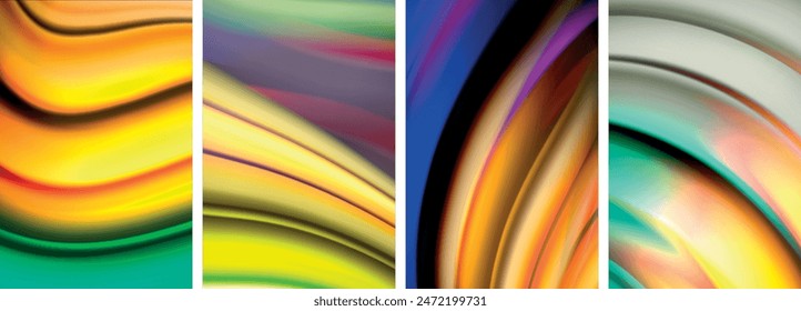 Rainbow style fluid color wave line background poster set. Vector Illustration For Wallpaper, Banner, Background, Card, Book Illustration, landing page