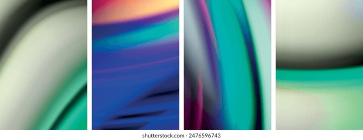 Rainbow style fluid color wave line background poster set. Vector Illustration For Wallpaper, Banner, Background, Card, Book Illustration, landing page