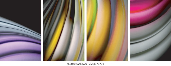 Rainbow style fluid color wave line background poster set. Vector Illustration For Wallpaper, Banner, Background, Card, Book Illustration, landing page