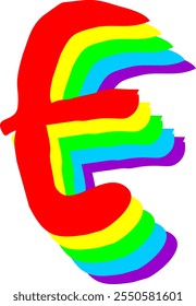 Alphabet-Buchstabe E im Regenbogen