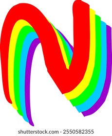 Rainbow Style Letter Alphabet N