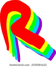 Rainbow Style Letter Alphabet R