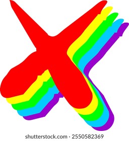 Rainbow Style Letter Alphabet X