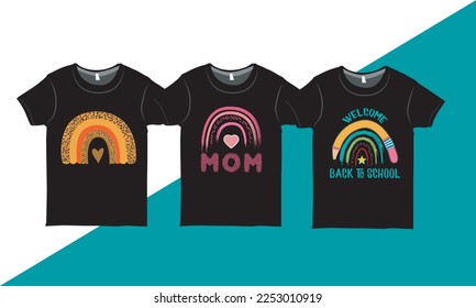 Rainbow Style T-shirt Design Vector Set