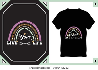 Rainbow Style T-Shirt Design Vector