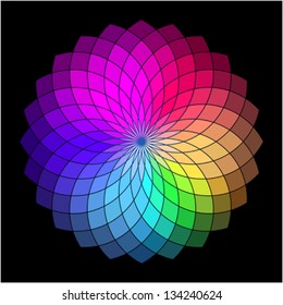 Rainbow style vector wheel. Color Creative Abstract Flower