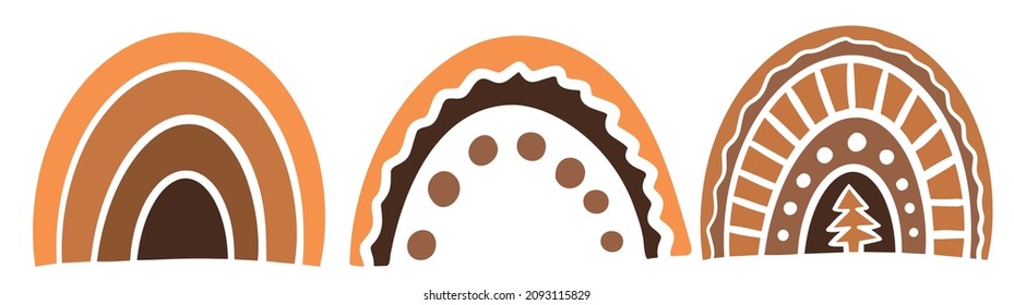 Rainbow stylization minimalism boho doodle style muted brown colors