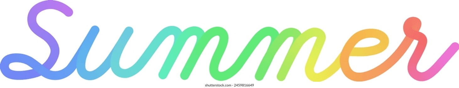 Rainbow Summer text,  Handwritten Typography in Vector Image