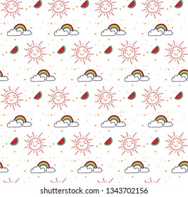 rainbow and sun childish background