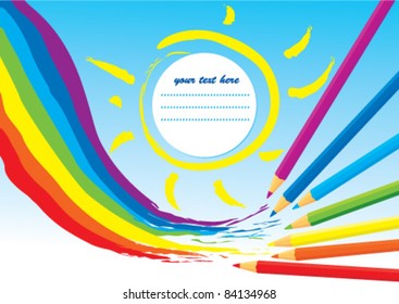 Rainbow, sun and color Pencils - Design Concept for album