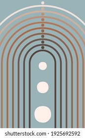 Rainbow Sun Moon Boho Minimalist Printed Wall Art Geometric Abstract Print Bohemian Art work, vector crescent, poster vintage