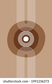 Rainbow Sun Moon Boho Minimalist Printed Wall Art Geometric Abstract Print Bohemian Art work, vector crescent, poster.