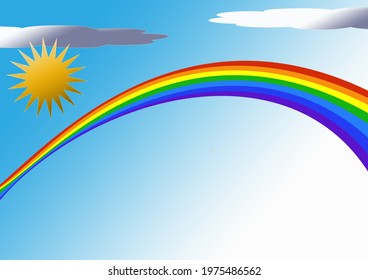 Rainbow with sun a and sky background