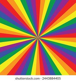 Rainbow sunburst or starburst background. Lgbt pride month design.