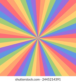 Rainbow sunburst or starburst background. Lgbt pride month design.