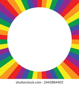 Rainbow sunburst or starburst frame. Lgbt pride month design.