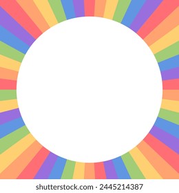 Rainbow sunburst or starburst frame. Lgbt pride month design.