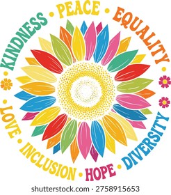 Rainbow Sunflower Symbolizing Unity Hope and Human Rights
