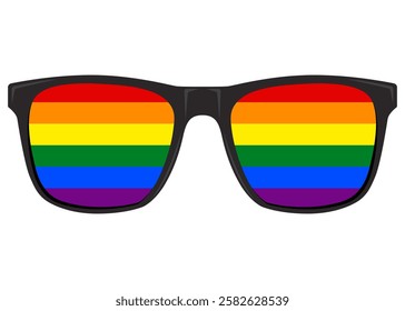 Rainbow sunglasses LGBT flag symbol hand drawn illustration