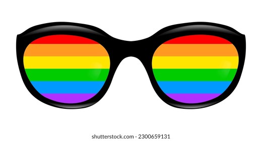 Rainbow sunglasses mockup. Pride month celebration