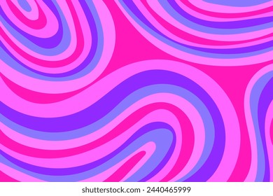 Rainbow surreal wavy, psychedelic background. Groovy abstract, colorful hippie design. Vector illustration