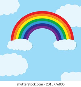 rainbow surrounded by clouds in celestial sky