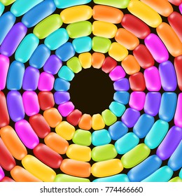 Rainbow swirl backdrop with bright colors. Beauty and fashion illustration and summer decoration.