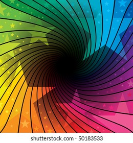 rainbow swirl background with stars