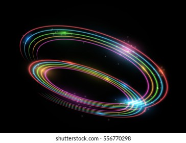 Rainbow swirl light effect. Isolated on transparent.