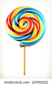 Rainbow swirl lollipop, vector icon