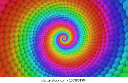 Rainbow swirl of shapes, paper circles