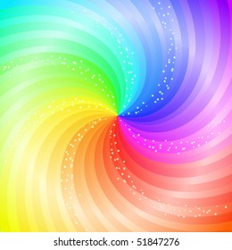 Rainbow Swirl and Shiny Star Background - vector illustration