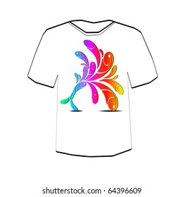 Rainbow swirly. T-shirt design template. Editable