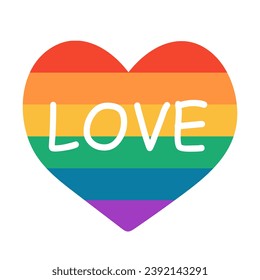 Rainbow. Symbol of the LGBT pride community. LGBT quote love isolated on white background. 