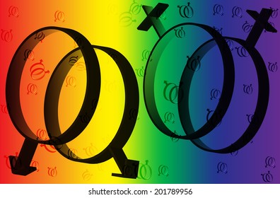 Rainbow symbol of same-sex relationships and free love