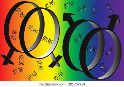 Rainbow symbol of same-sex relationships and free love